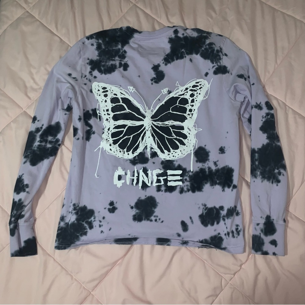 CHNGE butterfly graphic tie dye long sleeve shirt, Unisex Small